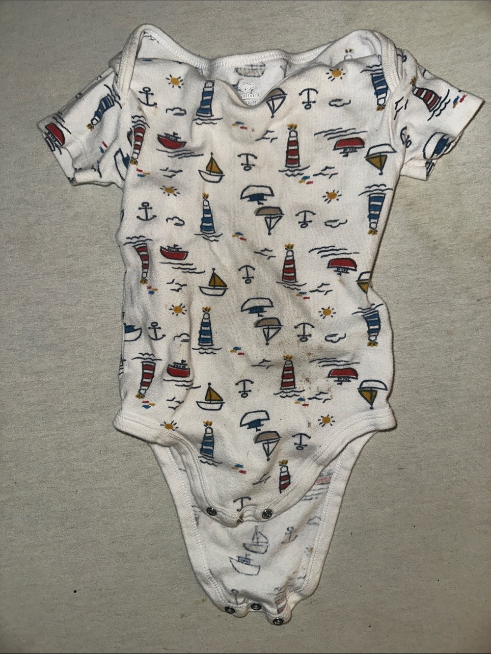 Kids Size 12-18M Koalababy White Nautical Print Baby One-Piece